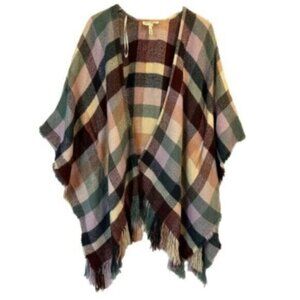 Jessica Simpson | Women's Plaid Fringe Poncho One Size